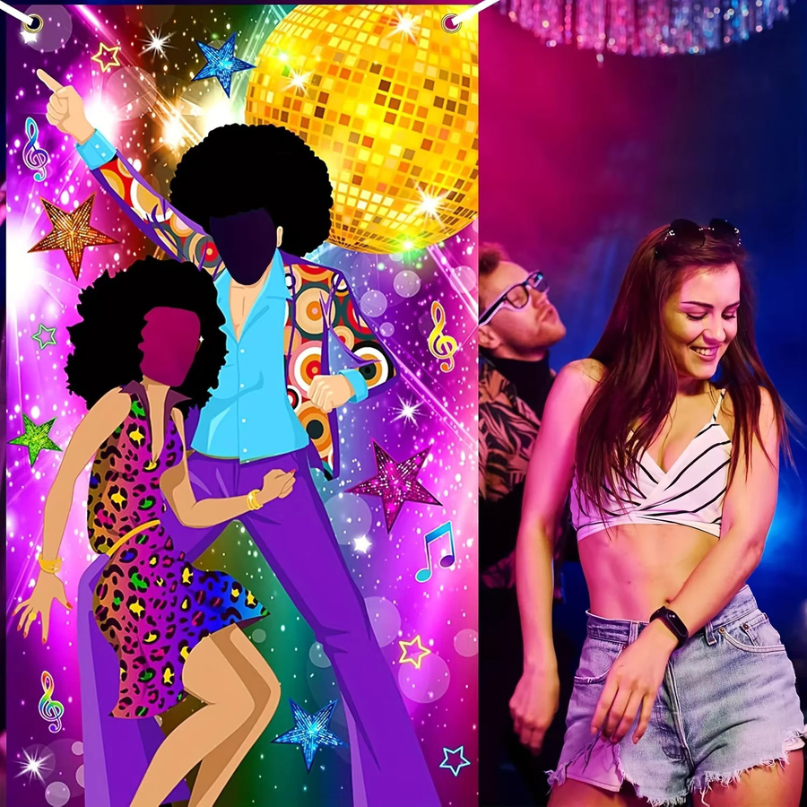 VIKAMA Musik Festival Party Fotorahmen im Retro-Stil für Kindergeburtstage und Disco-Partys, Mehrfarbig - Bild 5