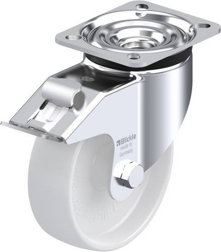 Blickle Lenkrolle LK-PO 125G-1-FI mit Feststeller, Farbe: Weiß, Rad-Durchmesser: 125 mm, Tragfähigkeit: 300 kg - Bild 1