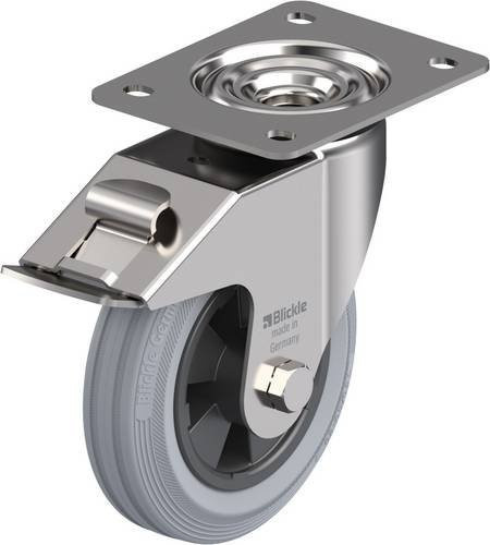 Blickle LEX-VPP 150XR-FI-SG Lenkrolle mit Feststeller aus Edelstahl und Kunststoff in Grau und Schwarz, Rad-Durchmesser: 150 mm, Tragfähigkeit: 135 kg - Bild 1