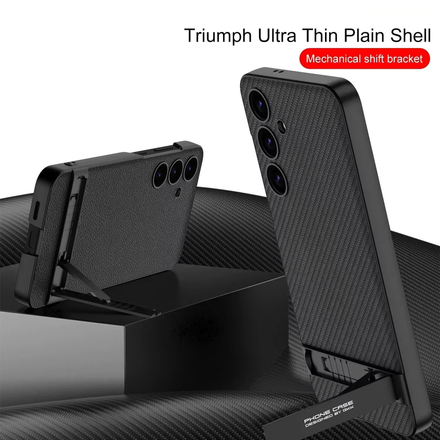 Samsung Leder-Handyhülle mit Kunststoff-Hartschale und Ständer für Galaxy S25, S24 Plus und S23 Ultra in Schwarz - Bild 2