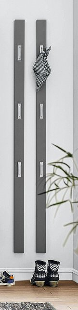 Garderobenleiste Rolf Weber Modern aus Alu in Grau mit Haken, Breite: 180 cm, Tiefe: 6 cm - Bild 1