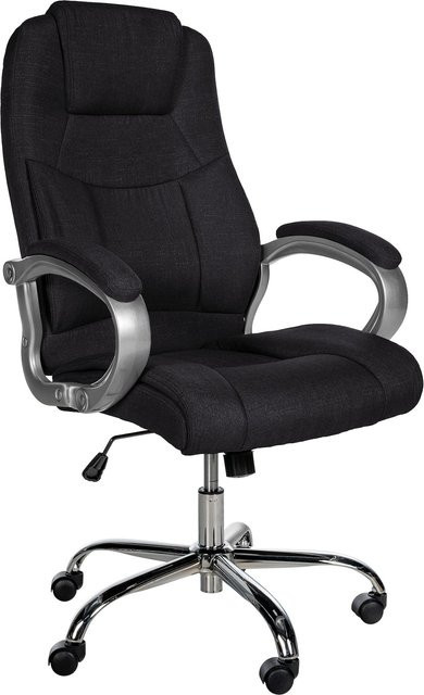 CLP Bürostuhl Apoll XL ergonomisch, höhenverstellbar und drehbar, mit Armlehnen und Wippmechanismus, Stoffbezug schwarz - Bild 1