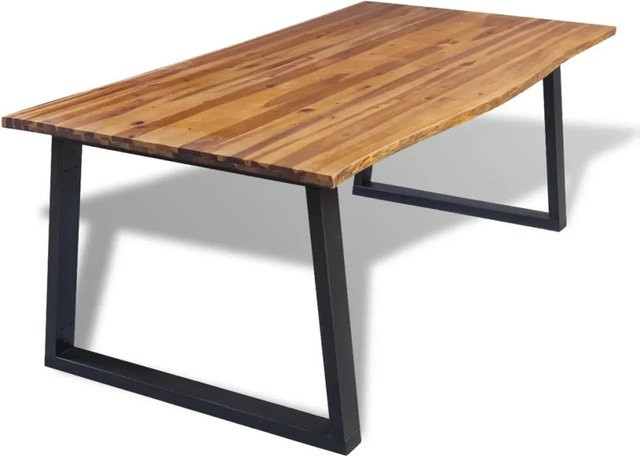vidaXL Esstisch aus Akazienholz Massiv in Braun und Schwarz, rechteckig, B/T: 200 x 90 cm - Bild 1