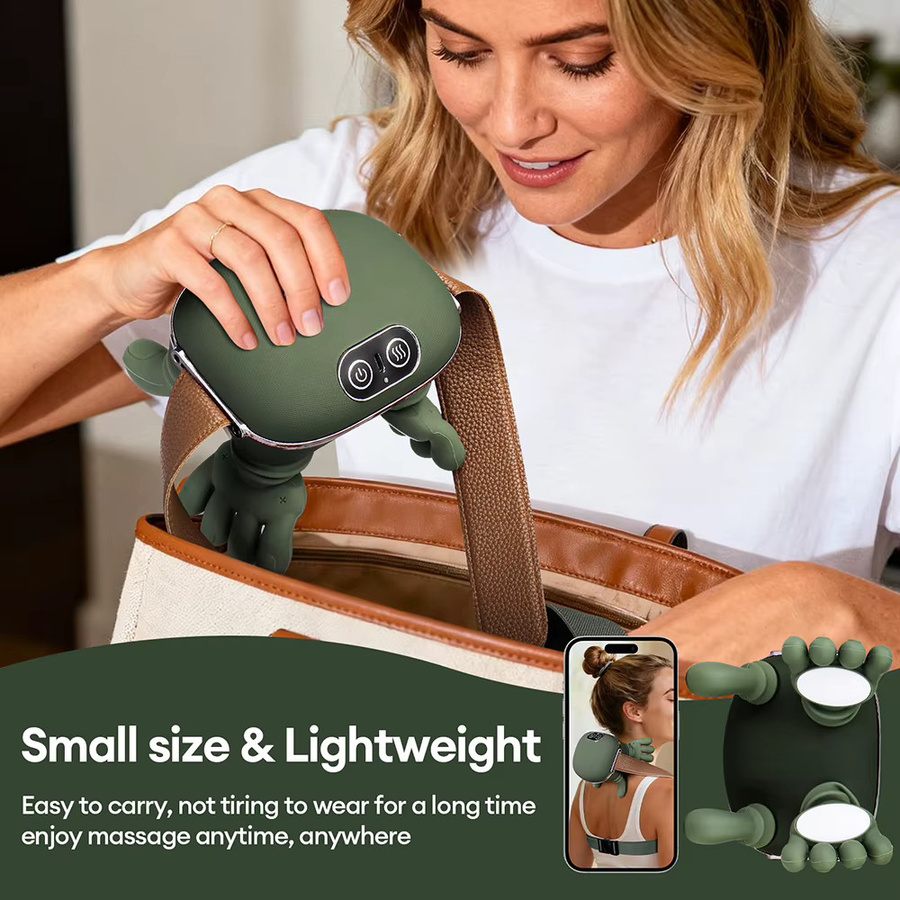 iebilif 4D Bionisches Hand-Nacken-Massagegerät mit Shiatsu-Tiefengewebemassage in Silber und Grün - Bild 5