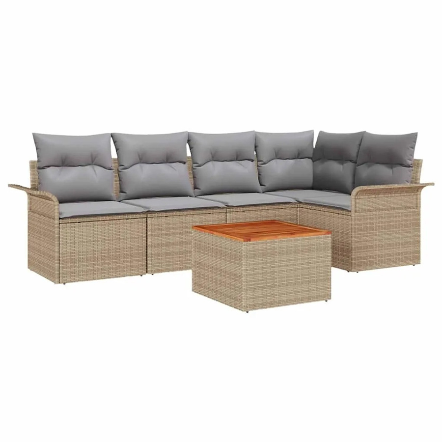 vidaXL Garten-Sofa-Set 6-teilig aus Poly-Rattan in Beige und Grau - Bild 2