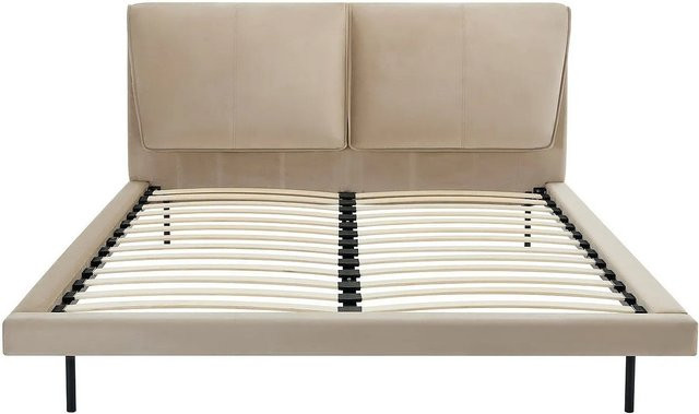Polsterbett IBEDIA aus Samt in Taupe/Beige, B/T/H: 140 x 190 cm - Bild 1