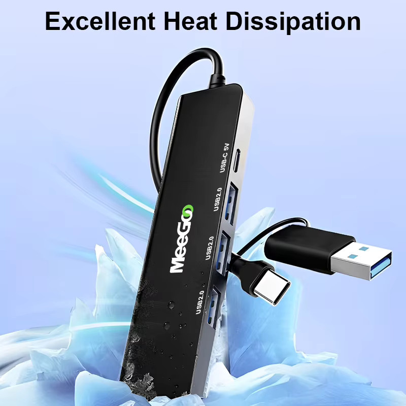 MeeGoo 5-in-1 USB-C Dockingstation mit HDMI 4K, Ethernet LAN und USB 3.0, 100W PD, Schwarz - Bild 5