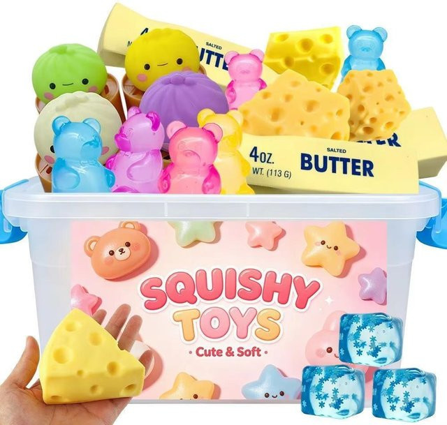 PRELEXT Squishy Blindbox, Niedliches Essen Tier, Stressabbau Fidget Spiel, yellow - Bild 1