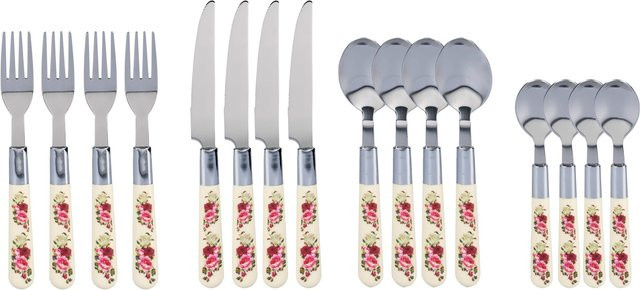 Besteckset Rosen von Genialo, 16-teilig, Edelstahl, Silber poliert - Bild 1