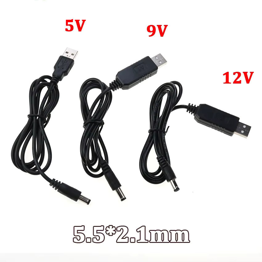 JCD USB-A zu DC 5,5x2,1mm Boost-Konverter Ladekabel für Powerbank, Schwarz - Bild 2