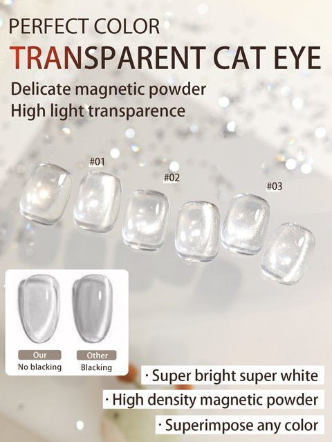 PERFEKTE FARBE Cat Eye Gel-Nagellack-Set, Clear White, Schimmernd - Bild 1