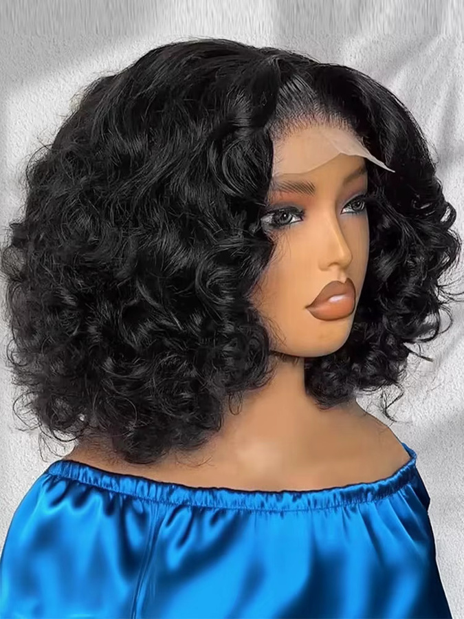 HJ WEAVE BEAUTY Body Wave Glueless Bob Perücke, Wasserwellen-Echthaarperücke, 13x6 HD Lace Frontal, Damen - Bild 4