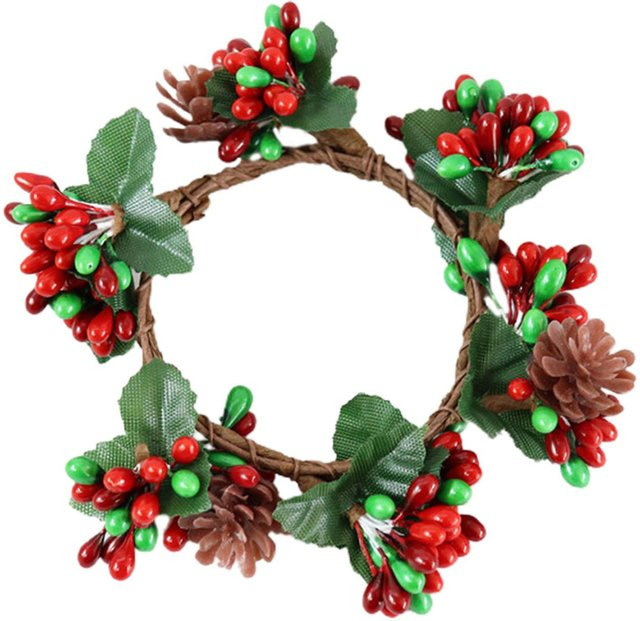 Tooarts Weihnachtskranz mit Tannenzapfen in Rot für deine Weihnachtsdekoration, Innendurchmesser: 6,5 bis 7 cm - Bild 1
