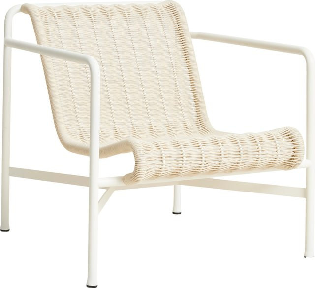 HAY Palissade Cord Lounge Chair Low in Weiß mit Stahlrahmen und recycelter Polyesterschnur - Bild 1