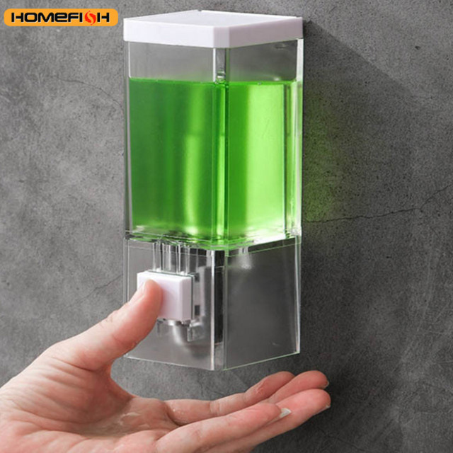 Homefish Manueller Seifenspender zur Wandmontage, Transparenter Desinfektionsmittelspender mit Pumpe, Höhe: 16,5 cm, Breite: 6,0 cm - Bild 1