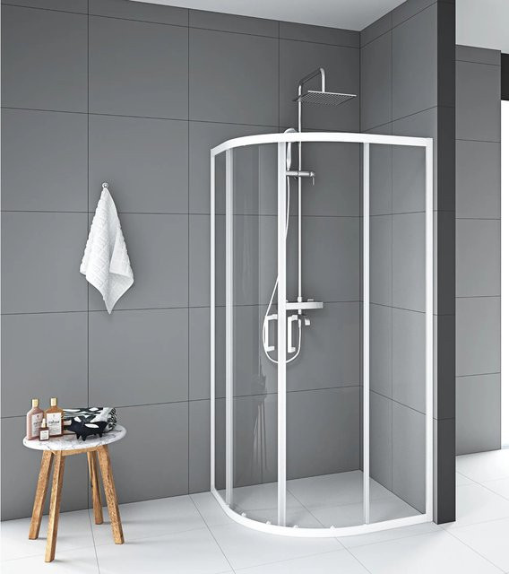 Aurlane Glasdusche Factory Rund Weiß, B/T/H: 90 x 90 x 200 cm - Bild 1