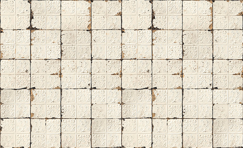 NLXL Tapete Brooklyn Tins 02 in Weiß mit abstraktem Vintage-Design und geometrischem Muster aus Vlies - Bild 1