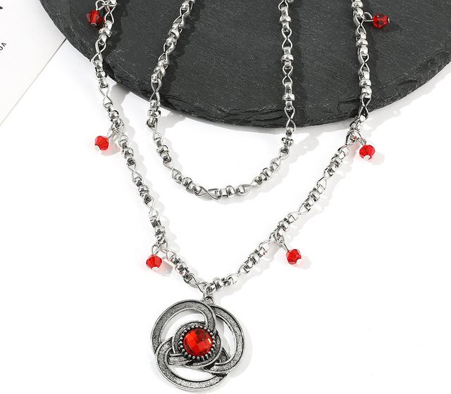 TAKARA TOMY Halskette, Rubin, Silber, Unisex - Bild 1
