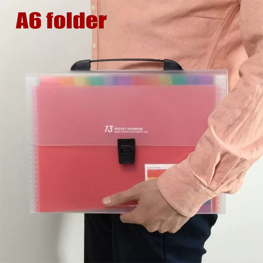 A6 Dokumentenmappe aus Kunststoff in Regenbogenfarben zur Aufbewahrung von Rechnungen und Unterlagen für Schule und Büro - Bild 2