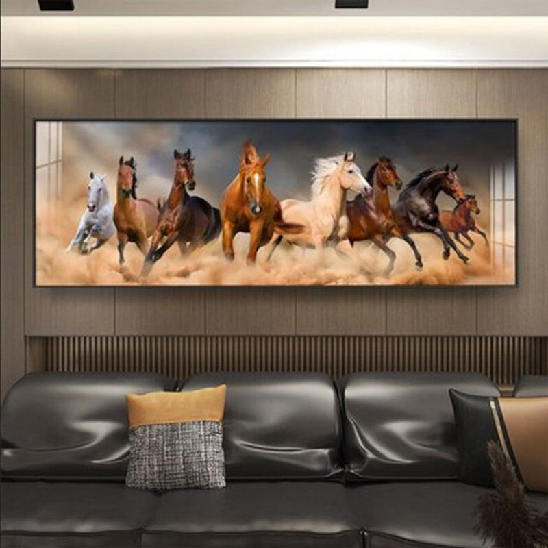 TPFLiving XXL Riesen Poster Leinwand Wilde Pferde Motiv in Mehrfarbig, Breite: 210 cm, Höhe: 70 cm - Bild 1