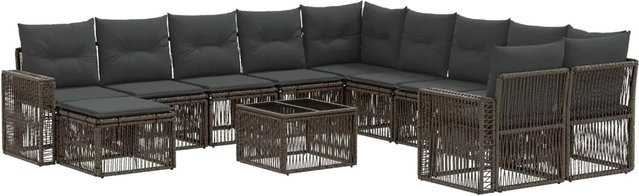 vidaXL Gartensofa-Set 12-tlg. aus Poly-Rattan in Grau und Anthrazit mit Polstern und Couchtisch für Garten und Terrasse - Bild 1