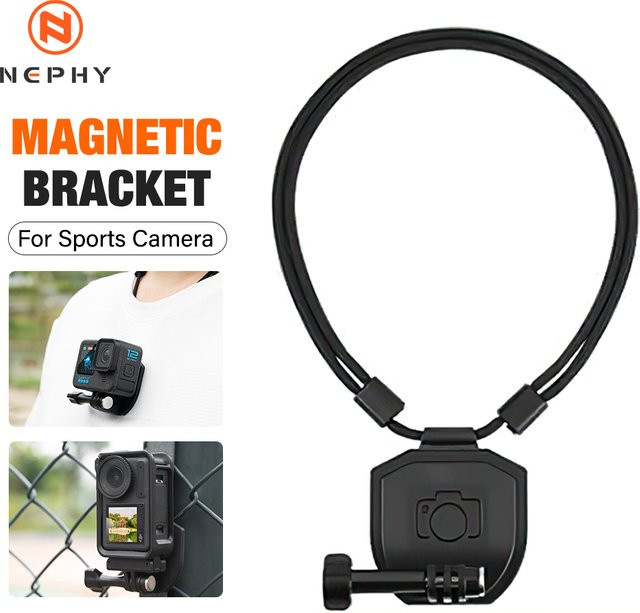 Nephy Go 3S Magnetische Halsband Halterung mit Lanyard Adapter für DJI Osmo 360, Action 5 Pro, GoPro, Tasche 3 und Insta360 X5, Schwarz - Bild 1