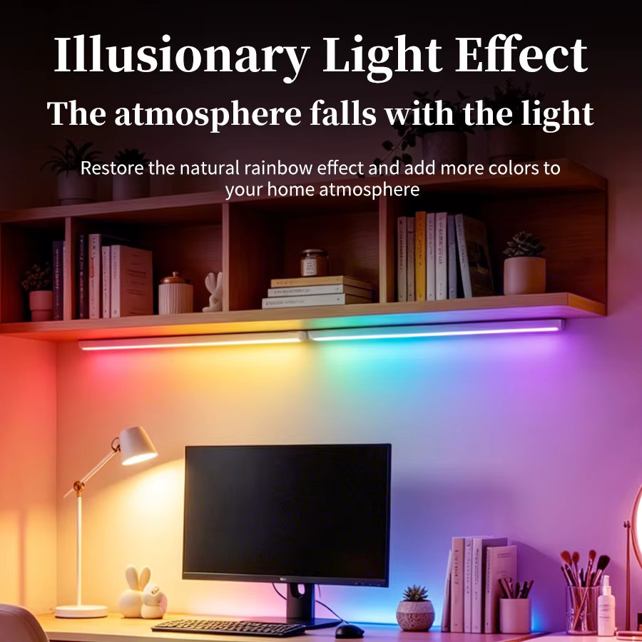 GGBEE RGB LED Lichtleiste mit Bewegungssensor, kabellose magnetische Nachtbeleuchtung für Schreibtisch und Schrank, Multicolor, Weiß - Bild 4