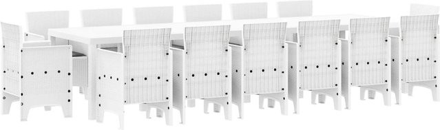 vidaXL Garten Essgruppe aus 15-teiligem Poly Rattan in Weiß und Anthrazit - Bild 1