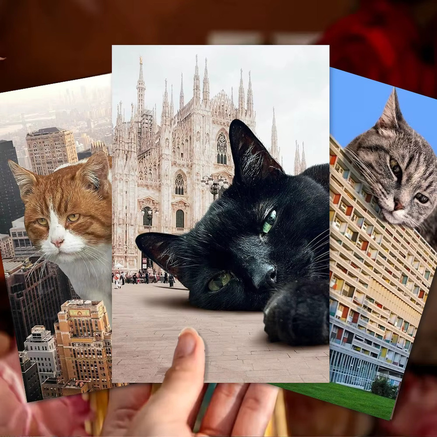 City Giant Cat Postkarten-Set mit berühmten Wahrzeichen, 32 Stück, Multicolor - Bild 4