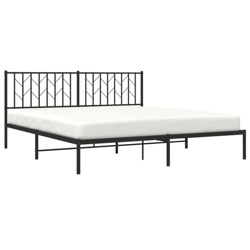 Vidaxl Metall-Bettgestell mit Kopfteil in Schwarz, B/T/H: 183 x 213 cm - Bild 4