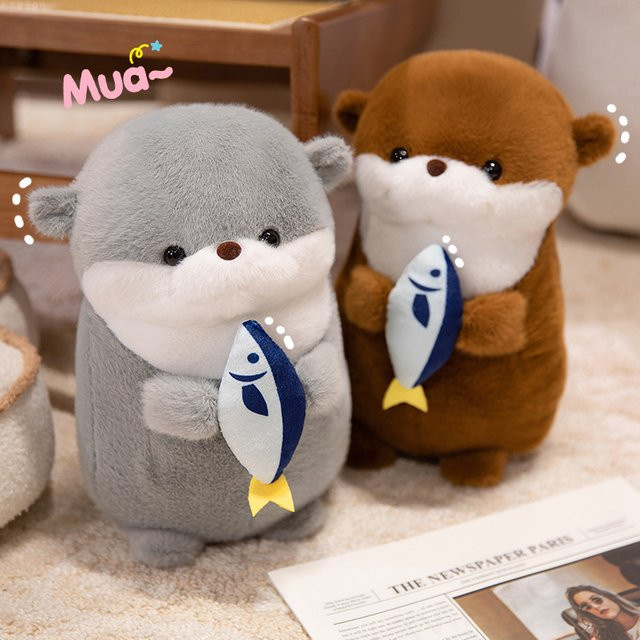 Amuse Niedliche Fische Umarmt Kleine Otter Plüsch Spielzeug, 30 cm - Bild 1