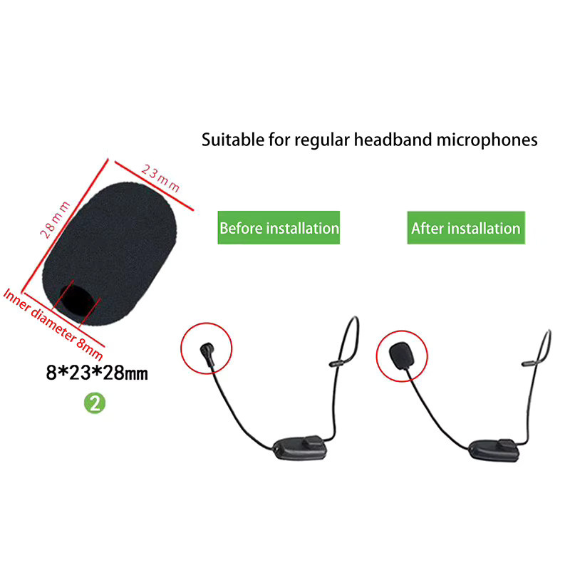 KOQZM 10er Set Mikrofon-Schwamm für Motorrad Intercom und Bluetooth Helm-Headsets in Schwarz - Bild 2