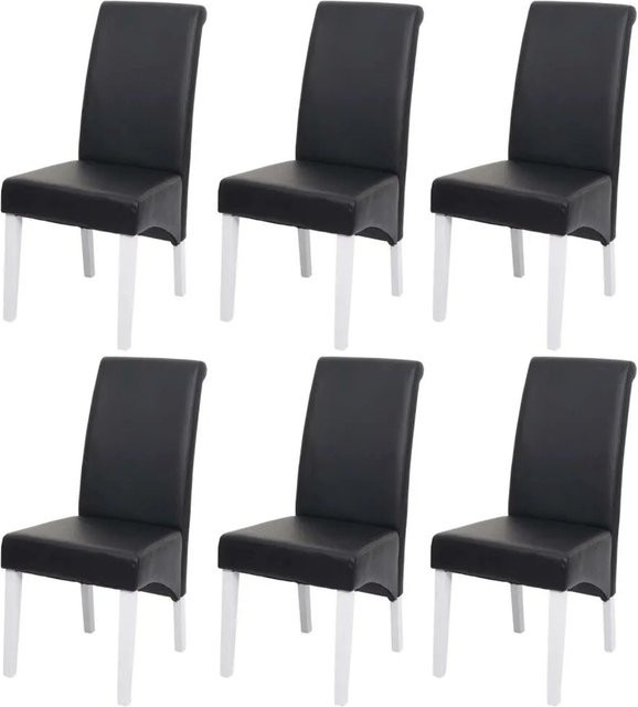 6er-Set MCW Esszimmerstühle Cesena aus Leder in Schwarz mit weißen Füßen - Bild 2