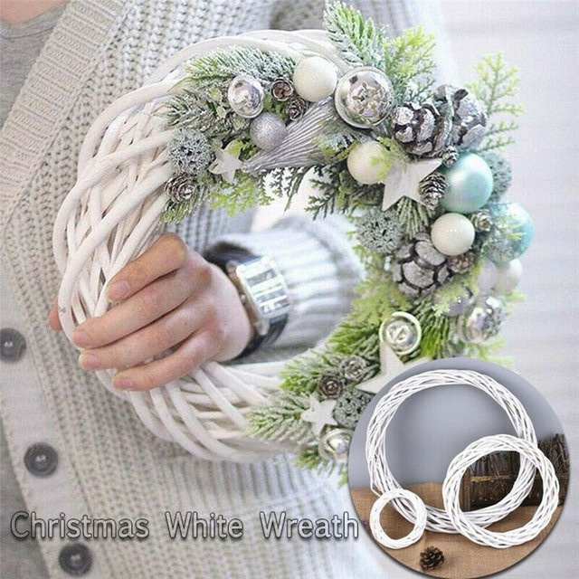Weißer Rattan-Ring als Weihnachts-Kranz und DIY-Girlande zur Partydekoration, Durchmesser: 10-30 cm - Bild 1