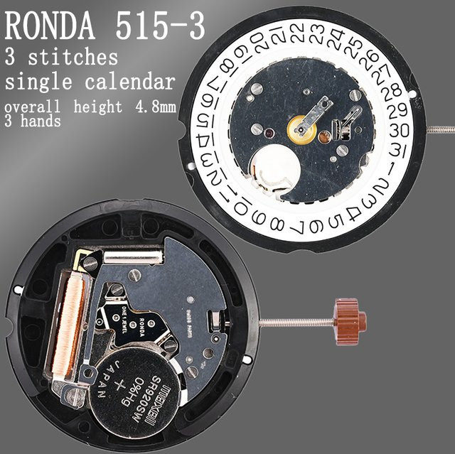 Ronda Uhrenwerk, Quarz, 3 Zeiger, Datum, Unisex - Bild 1