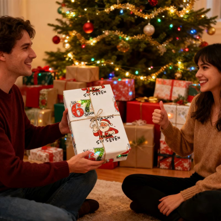 Bunte Weihnachts-Geschenkpapierbögen mit lustigem Weihnachtsmann Motiv für Weihnachten, Silvester und Partys - Bild 3