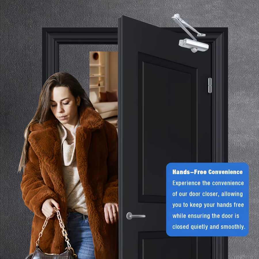 Automatischer Türschließer von iosn mit hydraulischem Puffer in Silber, verstellbare Geschwindigkeit und einfache Installation - Bild 4