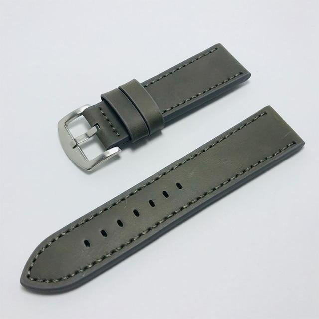 Uhrenarmband Leder, hellgrau, Edelstahl-Schnalle, Herren - Bild 1