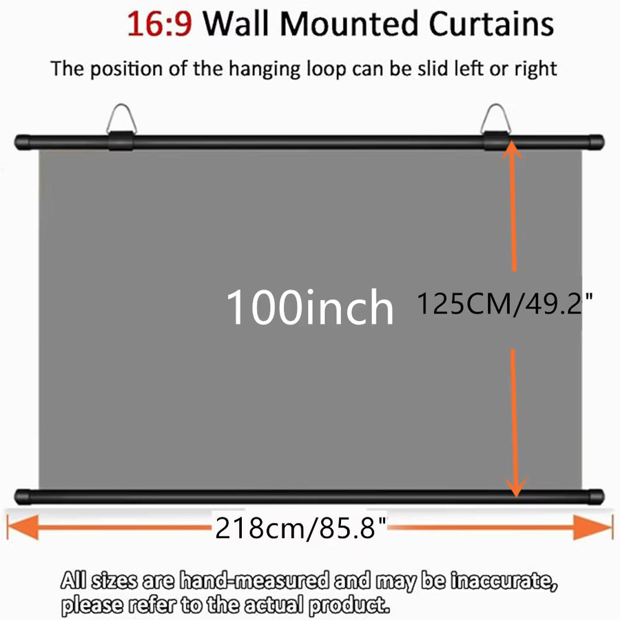 XIAOHUI 100-Zoll Projektionsleinwand 16:9 Anti-Licht Leinwand zur Wandmontage - Bild 3
