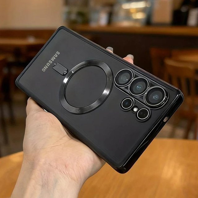 Magnetische Handyhülle für Samsung Galaxy S26 Ultra, S24 Ultra und S24 Plus, stoßfeste transparente Rückseite, galvanisiert - Bild 1