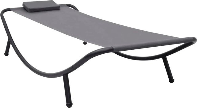 vidaXL Gartenbett aus Stahl in Grau mit wetterfestem Polyester-Kissen, B/T: 200 x 90 cm - Bild 1