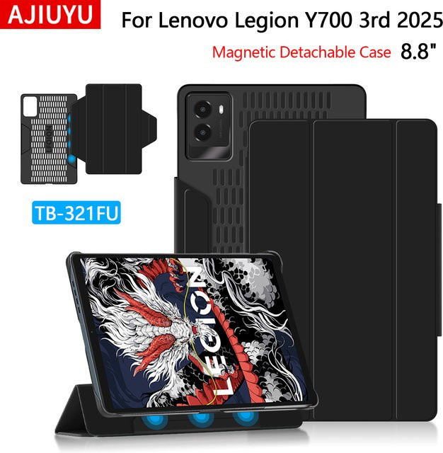 Smart Case für Lenovo Legion Y700 2025 3. Gen 8,8 Zoll Tablet TB321FU Gaming Tablet Schutzhülle mit Magnetverschluss und Wärmeableitung in Schwarz - Bild 1