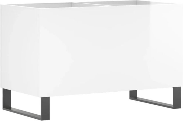 vidaXL Plattenschrank in Hochglanz-Weiß mit Schranktüren und Regalböden, B/T/H: 74,5 x 38 x 48 cm - Bild 1