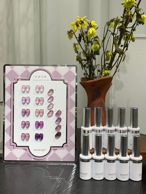 SJP Cat-Eye-Gel-Nagellack-Set, 10-farbig, traubenlila, schimmernd - Bild 1