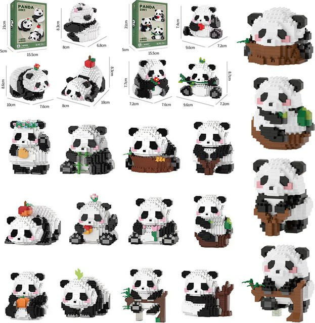 HUATEC Panda 3D Mini Modell Kit aus Micro Bausteinen, Kreatives DIY Tier-Spielzeug für Kinder ab 6 Jahren, Weiß - Bild 1
