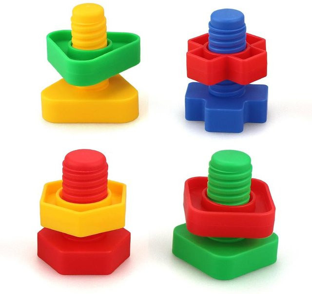 Kidsly Montessori-Lernspielzeug, Kunststoff-Schrauben und Muttern, 4 Paar, ab 14 Jahre - Bild 1