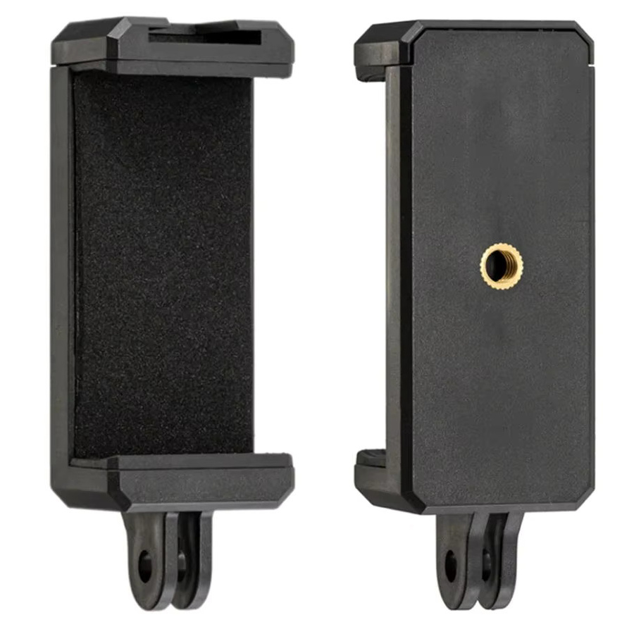 HUOAED Smartphone Halterung Clip Adapter in Schwarz für iPhone, Huawei, Samsung und GoPro mit 1/4 Zoll Gewinde für Stativ und Selfie Stick - Bild 2