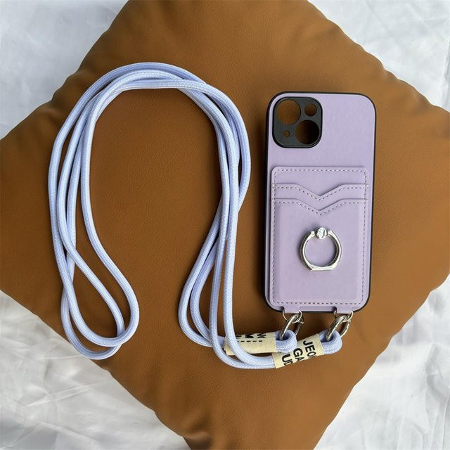 Oppo Crossbody-Lanyard Handyhülle mit Lederhülle, Kartensteckplatz und Ringhalter für Reno 12 11 10 Pro 11F 5G in Grün, Lila oder Rot - Bild 1