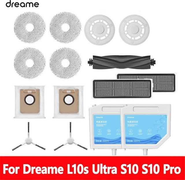 Dreame Ersatzteil-Set für L10s Pro und L10s Ultra Roboter-Staubsauger in Weiß mit Gummi- und Seitenbürstenabdeckung, Filter, Mopp, Lappen und Staubbeutel - Bild 1
