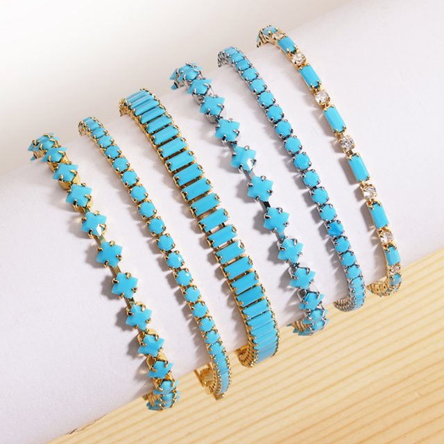 YUYAN Armband, blau-türkisfarben, 18 Karat vergoldet, Damen - Bild 1